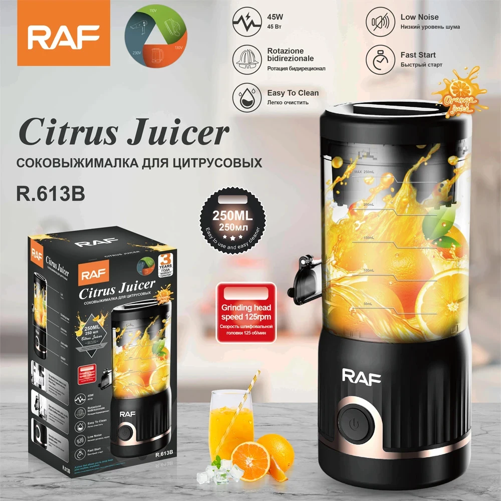 Presse-Agrume Électrique Portable RAF R.613B - Extracteur de Jus Orange, Citron,