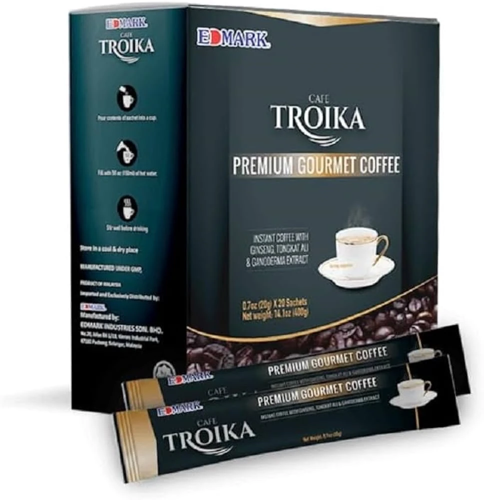 CAFE TROIKA Café pour homme Power Boost Endurance Forte énergie – Sans sucre 20 