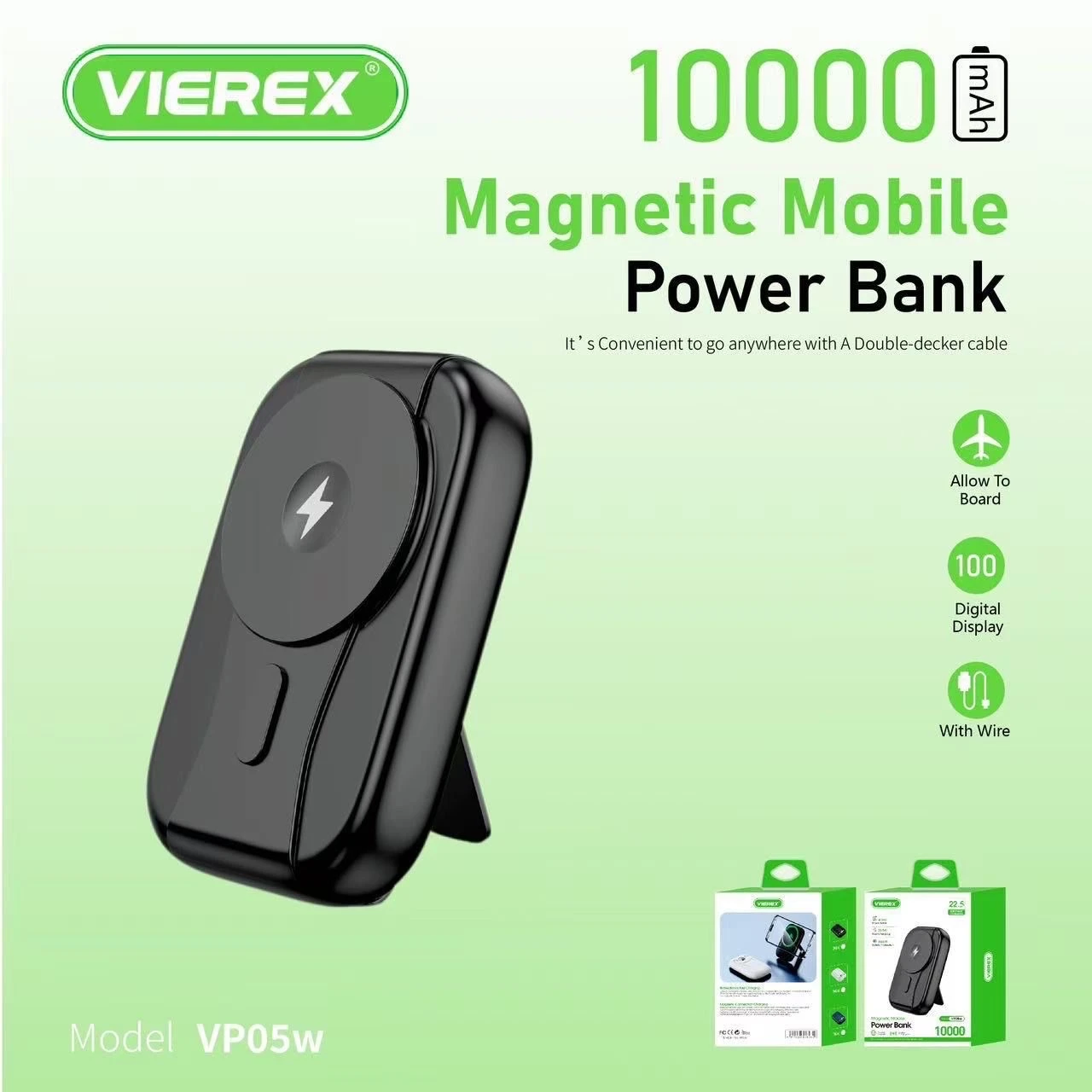 Batterie Externe Magnétique VIEREX 10 000 mAh - Powerbank