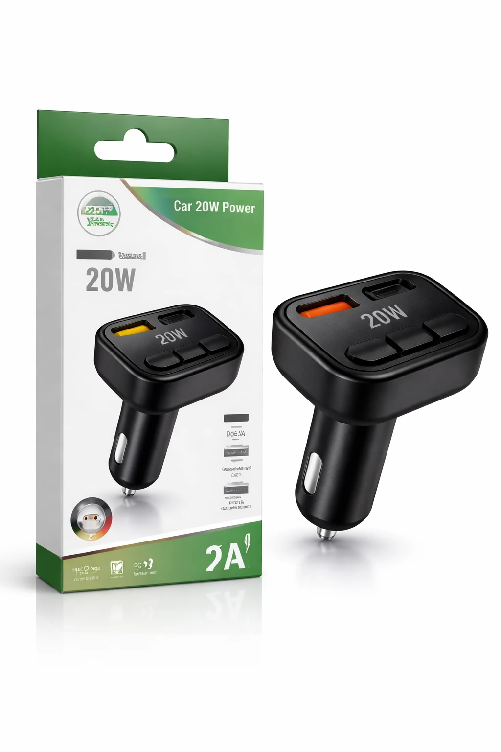 Transmetteur FM Bluetooth C2 - Chargeur voiture USB-C PD 20W & USB QC 3.0.