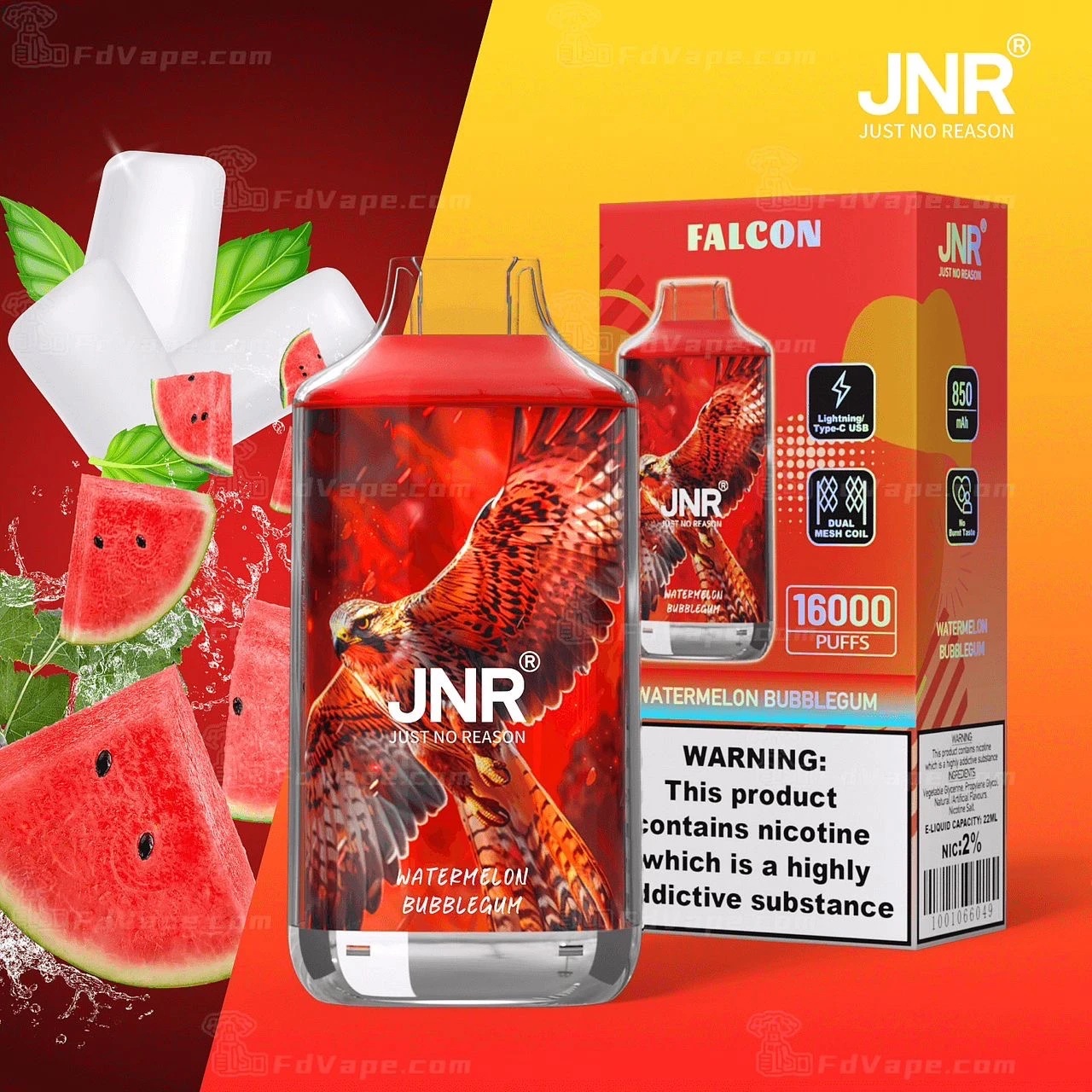 Puff JNR Falcon 16000 – Saveur Chewing-Gum Pastèque