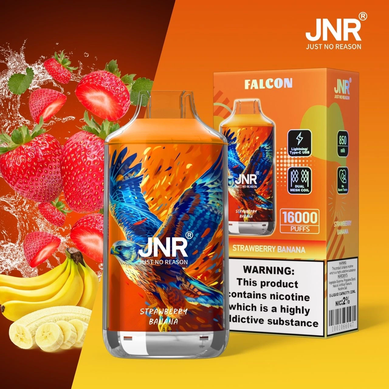 JNR Falcon 16000 Puffs - Strawberry Banana (Fraise Banane)