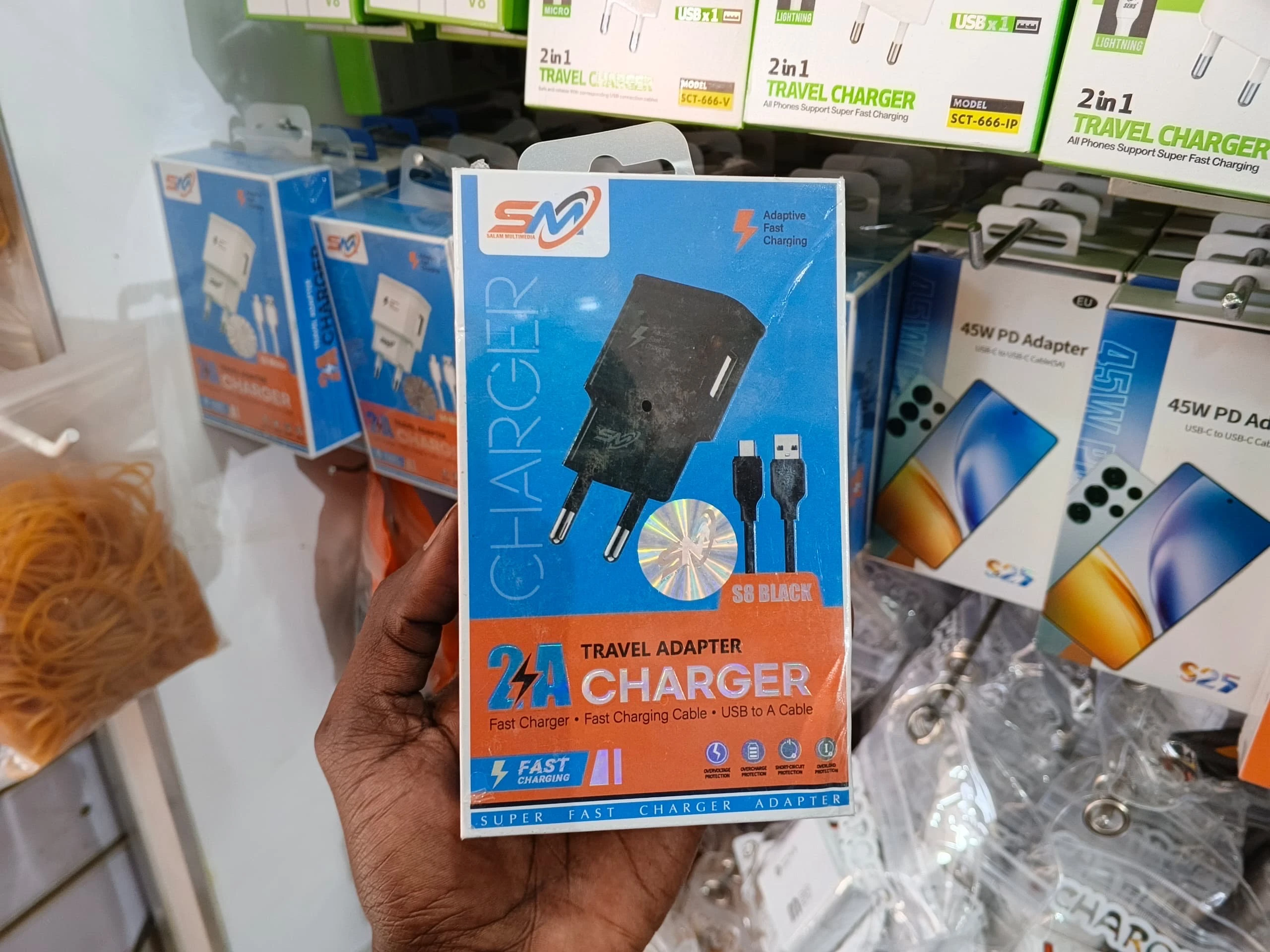 Chargeur Rapide SM S8 Black - Pack 2.4A Travel Adapter avec Câble USB