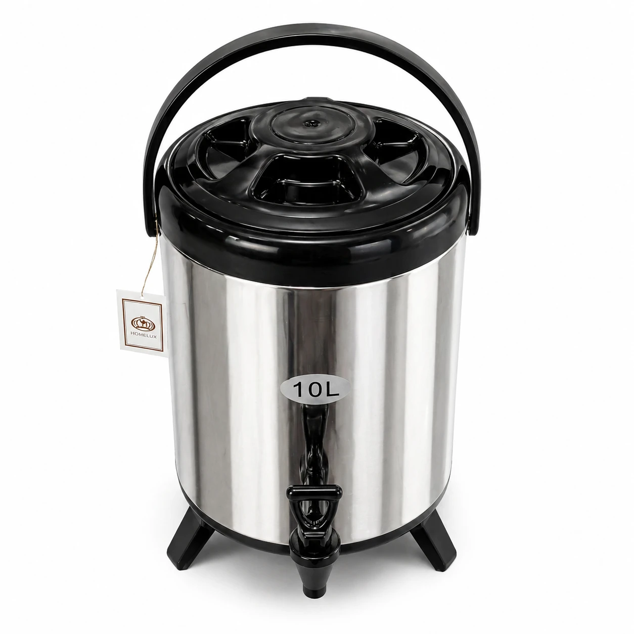 Distributeur de boissons en acier inoxydable.