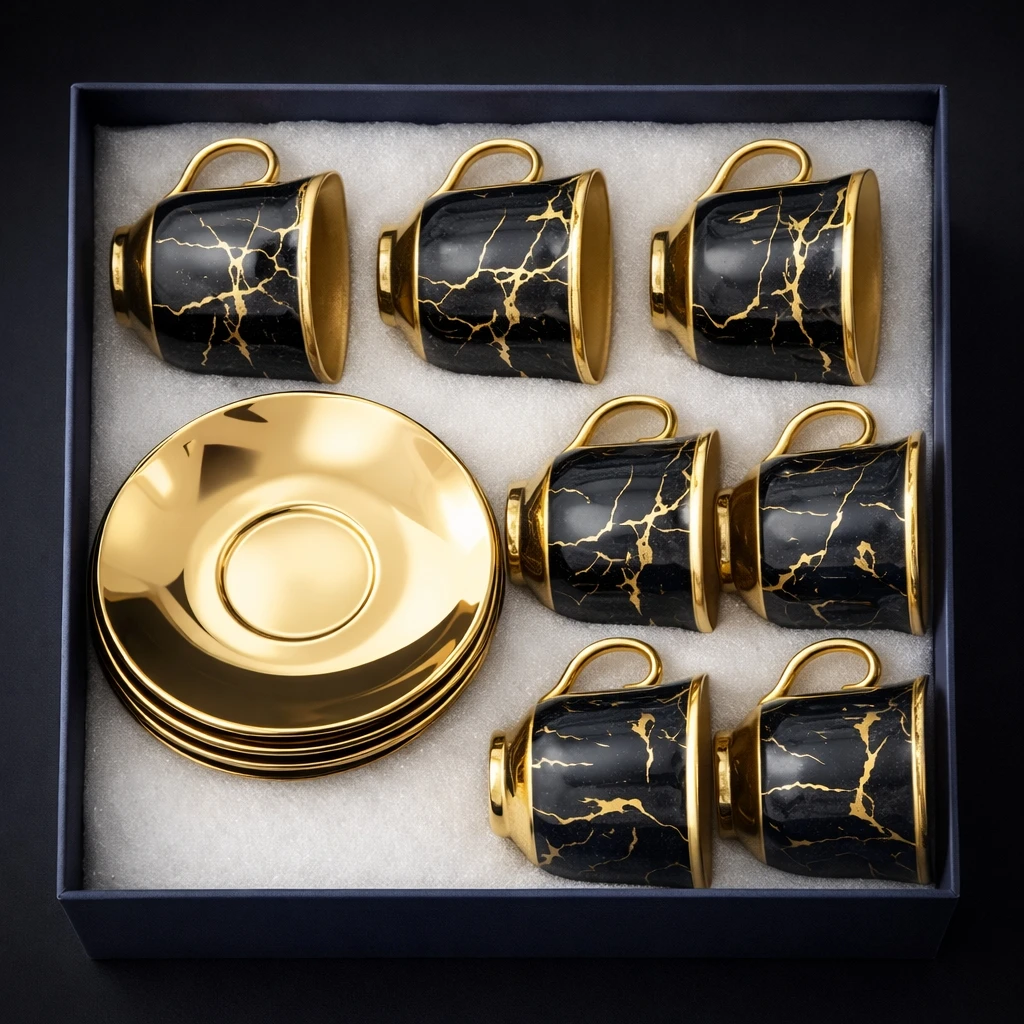 Service de tasses et soucoupes de luxe.