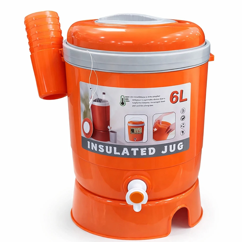 Jerrican isotherme 6 L avec gobelets intégrés