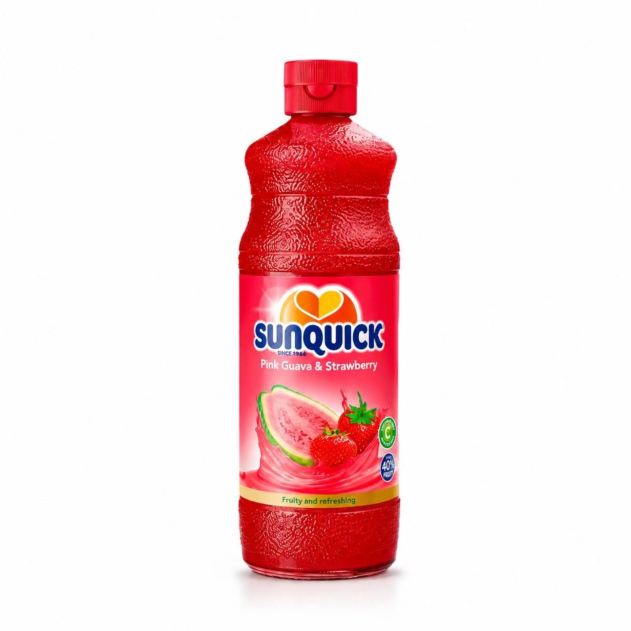 Sirop Sunquick Pink Guava & Strawberry 84cl – Concentré Goyave Rose & Fraise.